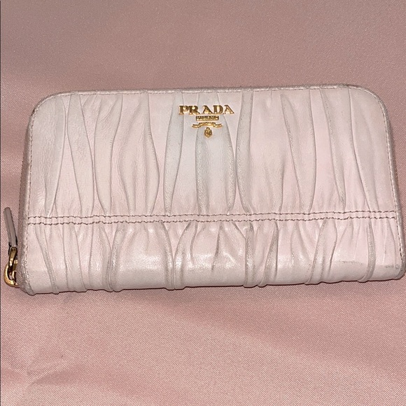 Prada Champagne Pink Nappa Gaufre Long Zippy Wallet - Picture 1 of 12